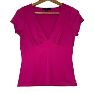 Almost Famous Barbiecore Fuchsia V-Neck Blouse
